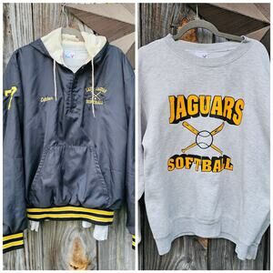 Vtg Softball Jacket & Sweatshirt Size XL Farmville Central Lady Jaguars 90s NC